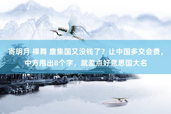 寄明月 裸舞 麇集国又没钱了？让中国多交会费，中方甩出8个字，就差点好意思国大名